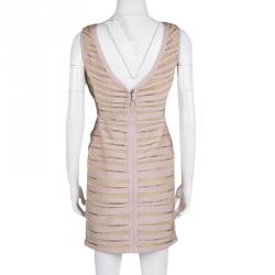 Herve Leger Bare Embellished Mesh Insert Sleeveless Eliza Dress L