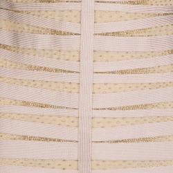 Herve Leger Bare Embellished Mesh Insert Sleeveless Eliza Dress L