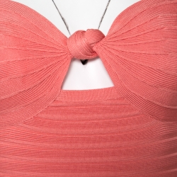 Pre Owned فستان بانديدج هيرفي ليجي أنابيللا وردي فاتح بلا حمالات S