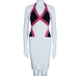 Herve Leger Andie Halterneck Multicolor Bandage Dress M