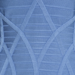 Pre Owned Herve Leger Blue Knit Bell Sleeve Yasmine Bandage Dress M