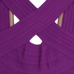 مملوكة مسبقًا Hervé Léger Purple Crisscross Bandage Dress
