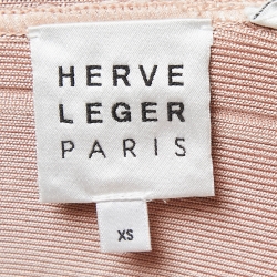 Herve Leger Pink/Gold Bandage Knit Long Dress XS