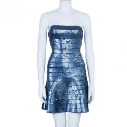Herve Leger Eclipse Sequin Strapless Flare Dress XS