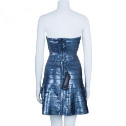 Herve Leger Eclipse Sequin Strapless Flare Dress XS