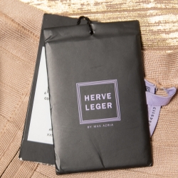 Herve Leger Gold Knit Cap Sleeve Fit & Flare Gown S