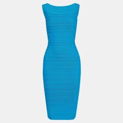 Blue Bandage Knit Knee-Length Dress