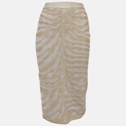 Metallic Zebra Pattern Lurex Knit Midi Length Skirt