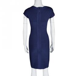 Pre Owned فستان بانتديدج هيرفي ليغي راكيل تريكو أزرق بالشعار M