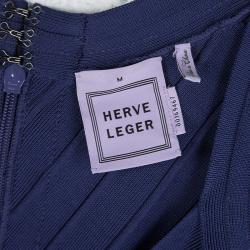 Pre Owned فستان بانتديدج هيرفي ليغي راكيل تريكو أزرق بالشعار M