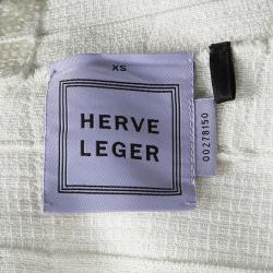 Herve Leger Alabaster One Shoulder Pauline Sequined Bandage Dress XS