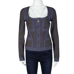 Herve Leger Grey Contrast Trim Zip Front Sol Bandage Jacket M