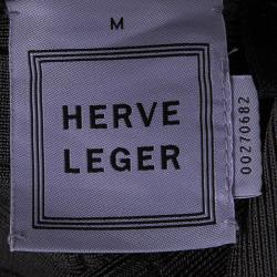 Herve Leger Grey Contrast Trim Zip Front Sol Bandage Jacket M