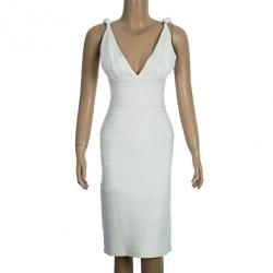 Pre Owned Herve Leger Alabaster Bandage Dress S