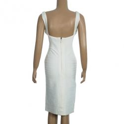 Pre Owned Herve Leger Alabaster Bandage Dress S