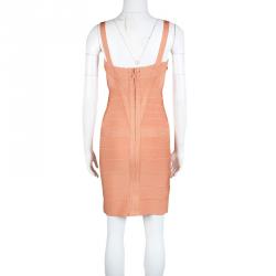 مملوكة مسبقًا فستان هيرفي ليجي باندج بلا أكمام برتقالي فاتح M