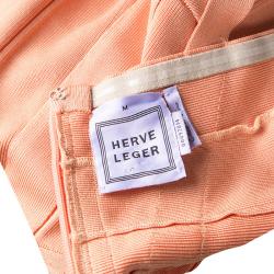 مملوكة مسبقًا فستان هيرفي ليجي باندج بلا أكمام برتقالي فاتح M