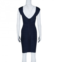 Pre Owned فستان هيرفي ليجي نانيت بانديدج أزرق باسيفيك بلا أكمام S