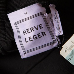 Pre Owned Herve Leger Black Knit Sleeveless A Line Faith Novelty Essentials Dress M