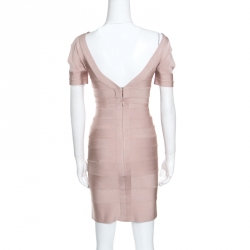 Pre Owned فستان بانديدج هيرفي ليغي وردي بأكتاف مكشوفة S