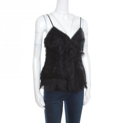 مملوكة مسبقًا توب بيبي دول هيرفي ليجي حرير أورغانزا أسود L