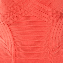 Herve Leger Bright Carotene Sleeveless Flared Dasha Bandage Dress S
