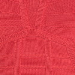 Pre Owned فستان هيرفي ليجي بانديدج أحمر بلا أكمام واسع XS