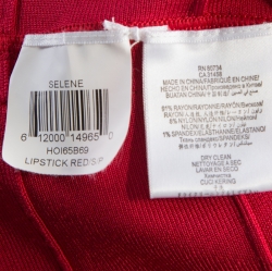 مملوكة مسبقًا Herve Leger Lipstick Red Stretch Knit Selene Bandage Halterneck Gown S