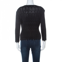 Pre Owned Herve Leger Black Knit Front Tie Cardigan and Top Set M 