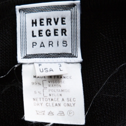 Pre Owned Herve Leger Black Knit Front Tie Cardigan and Top Set M 