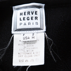 Pre Owned Herve Leger Black Knit Front Tie Cardigan and Top Set M 