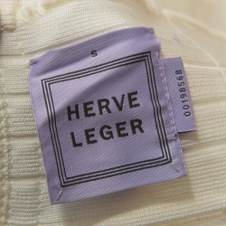 Pre Owned Herve Leger White Foil Printed Knit Ginny Bandage Dress S