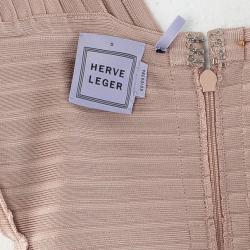 Pre Owned Herve Leger Nude Bandage Dress S