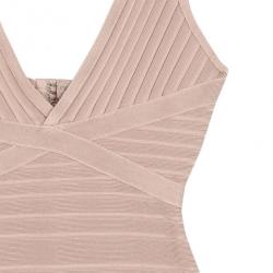 Pre Owned Herve Leger Nude Bandage Dress S