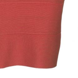 Pre Owned Herve Leger Red Off-Shoulder Bandage Dress XS