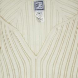 Herve Leger Long Sleeve Cream Fitted Top L