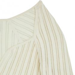 Herve Leger Long Sleeve Cream Fitted Top L