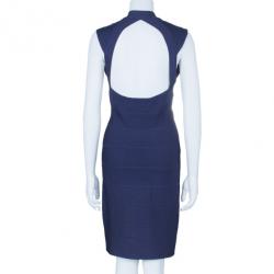 Pre Owned Herve Leger Purple Cut-Out Back Detail Bandage Dress S