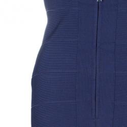 Pre Owned Herve Leger Purple Cut-Out Back Detail Bandage Dress S