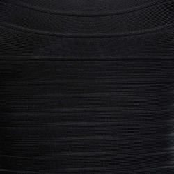 Pre Owned Herve Leger Black Stretch Knit Bandage Bodycon Dress XS  