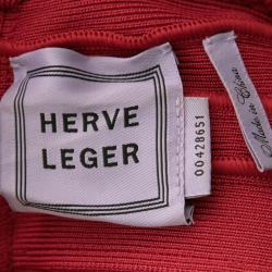 Herve Leger Red Bandage Selene Halter Neck Maxi Dress M