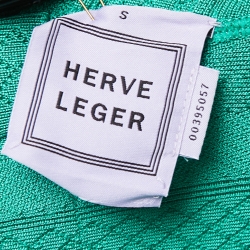 Pre Owned Herve Leger Green Knit Lauren Bodycon Mini Dress S