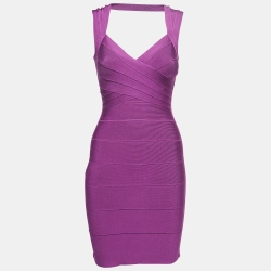 Purple Bandage Knit Bodycon Dress