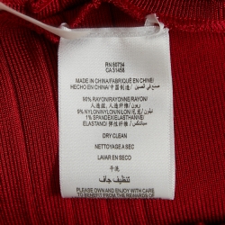مملوكة مسبقًا Herve Leger Red Bandage Knit Strapless Bodycon Dress S