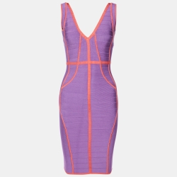 Violet/Coral Knit Sleeveless Bandage Dress