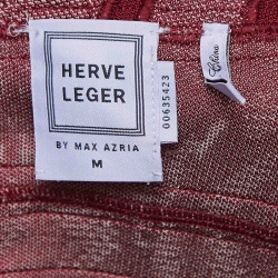 مملوكة مسبقًا Herve Leger Burgundy Knit Lace Trim Maxi Dress M