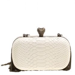 House of Harlow 1960 Off White Python Embossed Leather Jude Clutch