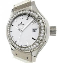Hublot White Titanium Diamond Classic Fusion Women's Wristwatch 32MM