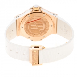 Hublot White 18K Rose Gold Diamonds Big Bang Women's Wristwatch 38 mm