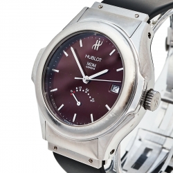 Hublot Burgundy Stainless Steel Classic MDM 1831.1 Unisex Wristwatch 40 mm